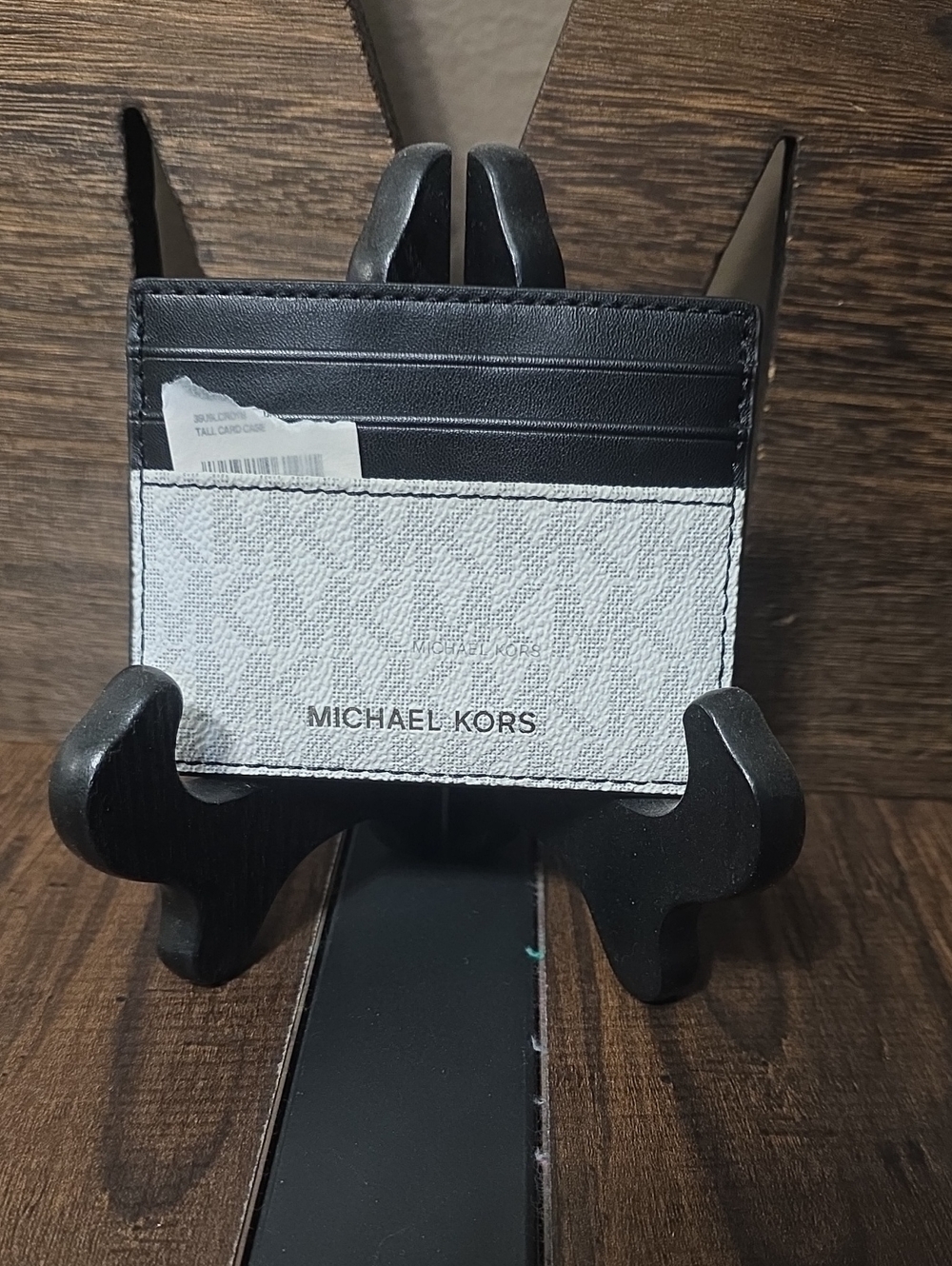 Michael Kors Black & White Two-Tone Leather Card Case